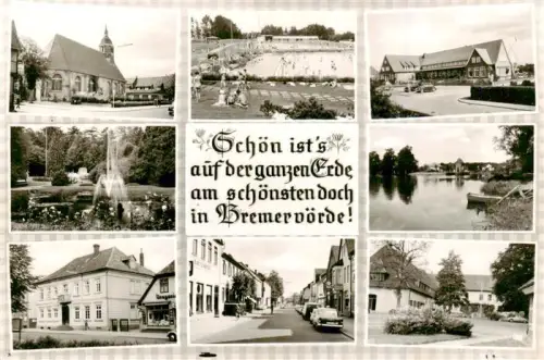 AK / Ansichtskarte Bremervoerde Kirche Freibad Springbrunnen Park See Hauptstrasse Mehrbildkarte