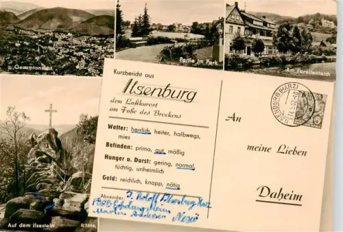 AK / Ansichtskarte Ilsenburg Harz Sachsen-Anhalt Ilsestein Forellenteich Partie-im-Park Gesamtansicht Brocken Luftkurort