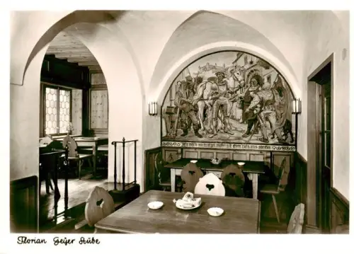 AK / Ansichtskarte Heidingsfeld WueRZBURG Zum-Stachel Florian-Geyer-Stube Weinstube Speisehaus Fresko Wandgemaelde Gewoelbe Gastraum