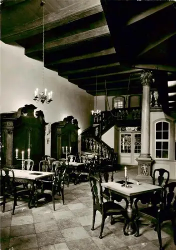 AK / Ansichtskarte LueBECK  CITY Schabbelhaus Diele Treppe Saeulen Gastraum Kerzenleuchter Holzbalkendecke