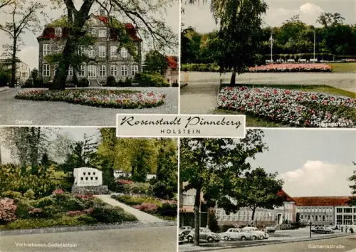 AK / Ansichtskarte Pinneberg Schleswig-Holstein Drostei Rosengarten Vertriebenen-Gedenkstein Bismarckstrasse Rosen Schloss Mehrbildkarte