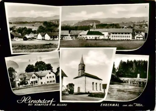 AK / Ansichtskarte Hirschdorf Dorfpanorama Kirche Ehrenmal Iller Fluss Strasse Allgaeu