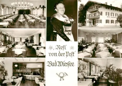 AK / Ansichtskarte BAD WIEssEE Tegernsee Bayern Resi-von-der-Post Hotel-Gaststaette-zur-Post Restaurant Tracht Frau Tegernsee