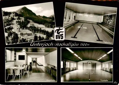 AK / Ansichtskarte Unterjoch Bad Hindelang Bayern BVS Versehrten-Sportheim Hallenbad Kegelbahn Turnhalle Berg Skigebiet