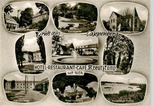 AK / Ansichtskarte Cappenberg Kappenberg Selm NRW Schloss-Cappenberg Stiftskirche Schlossgarten Schlossbrunnen Jugendherberge Freibad Wasserturm Hotel-Kreutzcamp