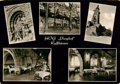 AK / Ansichtskarte Kyffhaeuser HOG-Burghof Kyffhaeuser-Denkmal Relief Restaurant Gaststaette Innenraum Boegen