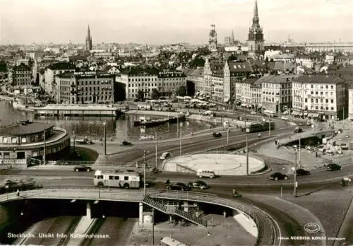 AK / Ansichtskarte STOCKHOLM  Sweden Katarinahissen Stadtpanorama Hafen Kirchen Autos Strassenbahn Verkehrskreisel