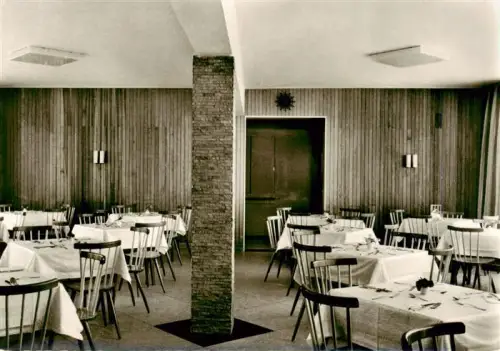 AK / Ansichtskarte Wildstein Bayern Kurssanatorium-Wildstein Speisesaal Restaurant Innenraum Stuehle Holzpaneele Ziegelstuetze