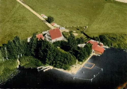 AK / Ansichtskarte Lengenweiler Wilhelmsdorf Ravensburg BW Gartenwirtschaft-Seerose See Gasthaus Fliegeraufnahme Felder Baeume Steg