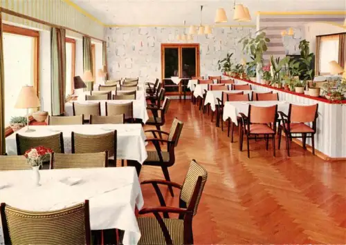 AK / Ansichtskarte Gras-Ellenbach Grasellenbach Bergstrasse Hessen Hotel-Siegfriedbrunnen Café-Restaurant Speisesaal Odenwald Bauernstube Terrasse