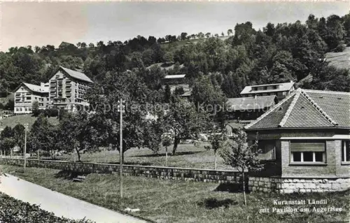 AK / Ansichtskarte Unteraegeri Unter-Aegeri ZG Kuranstalt-Laendli Pavillon aegerisee Kurhaus Garten Wald Huegel