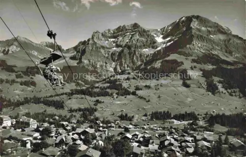 AK / Ansichtskarte Adelboden Frutigen BE Sesselbahn Schwandfeldspitz Bonderspitz Lohner Nuenihorn Grosslohner Dorf Bergkette