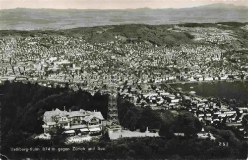 AK / Ansichtskarte Uetliberg uetliberg ZH Uetliberg-Kulm Zuerich Zuerichsee Berghaus Sendemast Panorama Wald Stadt