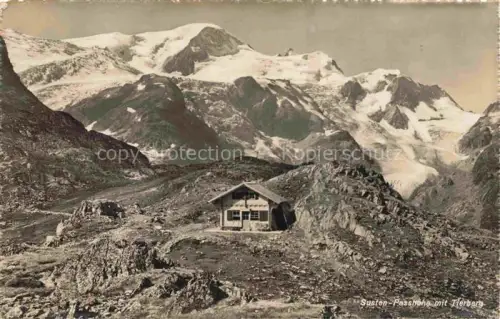 AK / Ansichtskarte Sustenpasshoehe 2262m BE Susten-Passhoehe Tierberg Gletscher Berghuette Hochgebirge Schnee Fels