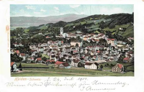AK / Ansichtskarte Heiden Appenzell AR Stadtansicht Kirche Huegel Bodensee Wohnhaeuser Panorama