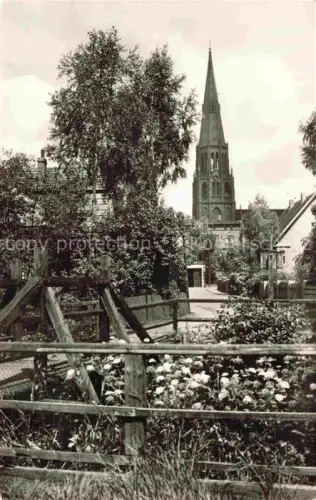 AK / Ansichtskarte Altdamm Dabie Stettin SZCZECIN Pommern PL Marienkirche Kirchturm Garten Zaun Baeume Blumen