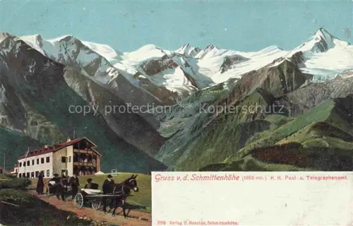 AK / Ansichtskarte Schmittenhoehe Zell am See AT K-K-Post-Telegraphenamt Alpen Gletscher Pferdewagen Berghotel Panorama