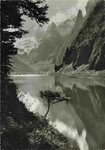 AK / Ansichtskarte Faehlensee 1448m Altmann Saentis IR Faehlensee Altmann See Berge Felsen Spiegelung Tannen Berggasthaus-Bollenwies
