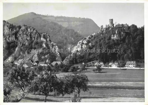 AK / Ansichtskarte Balsthal SO Neu-Falkenstein Burgruine Felsen Ortschaft Tal Felder Baeume