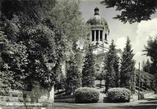 AK / Ansichtskarte ZueRICH  ZH Kreuzkirche Kuppel Kirchturm Baeume Park Treppe Hecken