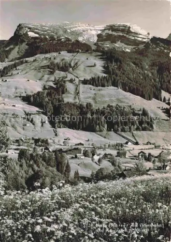 AK / Ansichtskarte Unterwasser  Toggenburg SG Iltiosbahn Kaeserrugg Bergpanorama Alpdorf Wiesen Tannen Bergbahn Schnee