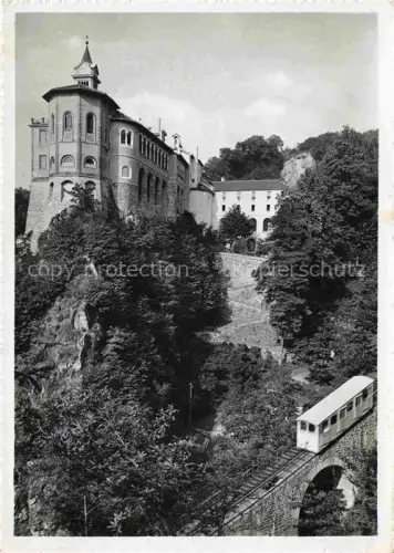 AK / Ansichtskarte Madonna del Sasso Locarno TI Funicolare Santuario-Madonna-del-Sasso Standseilbahn Felsen Kloster Bruecke