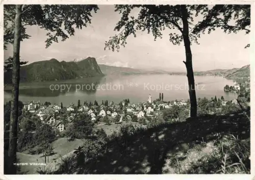 AK / Ansichtskarte Vitznau Witznau Vierwaldstaettersee LU Vierwaldstaettersee Buergenstock Kirche Ortschaft Berge See Baeume