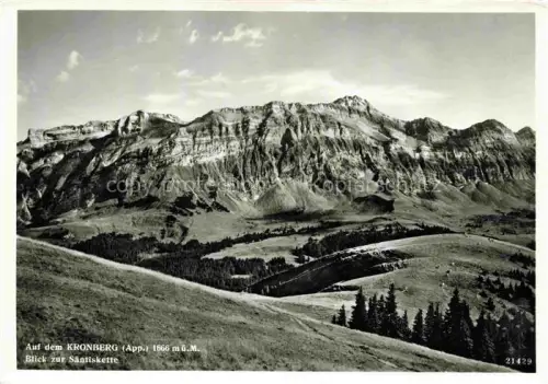 AK / Ansichtskarte Kronberg 1663m Appenzell IR Kronberg Saentiskette Luftseilbahn Jakobsbad Gonten Alpwiese Felsen Berge Wald