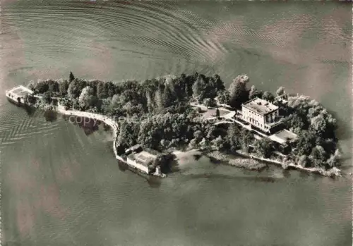 AK / Ansichtskarte Isole di Brissago Locarno TI Isole-di-Brissago Lago-Maggiore Parco-botanico Insel Villa Baeume Fliegeraufnahme