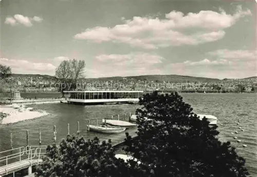AK / Ansichtskarte ZueRICH  ZH Zuerichsee Seerestaurant Gartenbauausstellung See Boote Steg Ufer Stadtpanorama