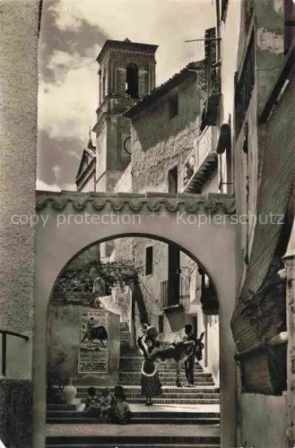 AK / Ansichtskarte BENIDORM ES Calle-de-Gato Katzengasse Torbogen Kirchturm Treppe Esel Kinder Altstadt