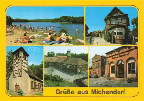 AK / Ansichtskarte Michendorf Brandenburg Lienitzsee Badestrand Café-am-Kreuzpunkt Ev-Kirche Raststaette Bahnhof Mehrbild