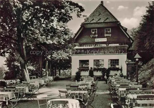 AK / Ansichtskarte FREIBURG Breisgau BW Waldrestaurant Jaegerhaeusle Terrasse Biergarten Baeume Fachwerkhaus