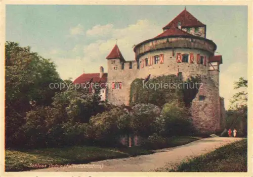 AK / Ansichtskarte Vaduz Liechtenstein FL Schloss-Vaduz Rundturm Burgmauer Burgweg Handkoloriert