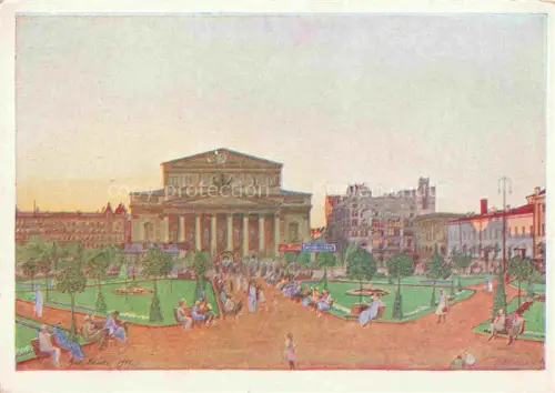 AK / Ansichtskarte Moscou  Moskau Moscow RU Bolschoi-Theater Sverdlov-Platz Theatralnaja-Ploschatj Gemaelde Park Sowjetunion