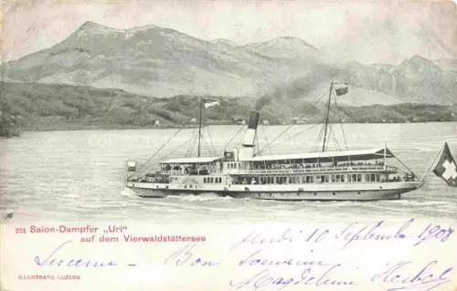 AK / Ansichtskarte Dampfer Seitenrad Salon Uri Vierwaldstaettersee Luzern 