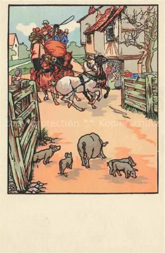 AK / Ansichtskarte MUNK Verlag Munk M. Wien Vienne Nr. 145 Schweine Pferdkutsche 