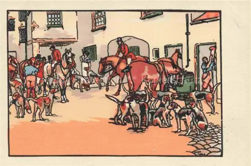 AK / Ansichtskarte MUNK Verlag Munk M. Wien Vienne Nr. 145 Pferde Hunde 