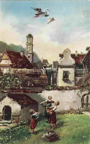 AK / Ansichtskarte Spitzweg Carl Kuenstlerkarte Der Klapperstorch Muenchen 