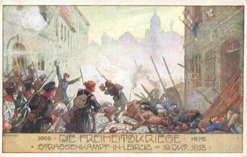 AK / Ansichtskarte KUTZER Ernst (1880-1965) Kuenstlerkarte Die Freiheitskriege Strassenkampf in Leipzig Nr.78 