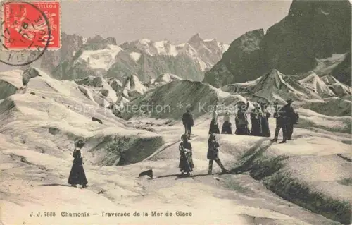 AK / Ansichtskarte Gletscher Ferner Glacier Glaciar Ghiacciaio-- Chamonix Traversee de la Mer