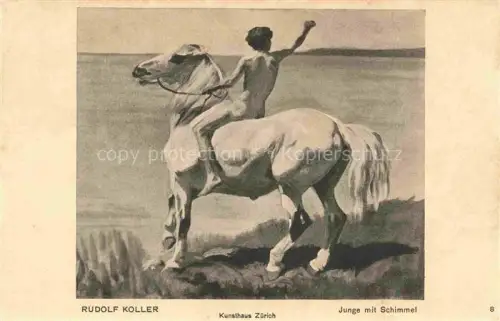 AK / Ansichtskarte KOLLER Rudolf Kuenstlerkarte Schweiz Junge mit Schimmel Zuerich 