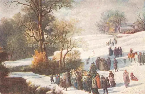 AK / Ansichtskarte TOEPFFER Adam-W. (1766-1847) Kuenstlerkarte Heimgang aus der Kirche 
