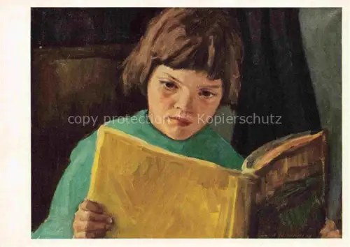 AK / Ansichtskarte JOHANNSEN A. Kuenstlerkarte Husum Das gelbe Buch Maedchen