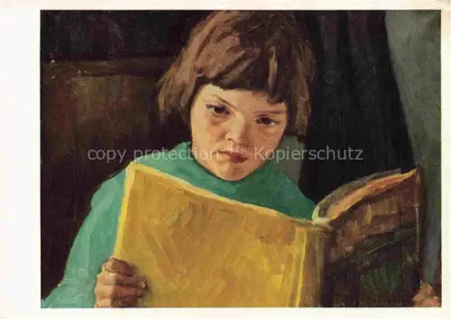 AK / Ansichtskarte JOHANNSEN A. Kuenstlerkarte Husum Das gelbe Buch Maedchen 