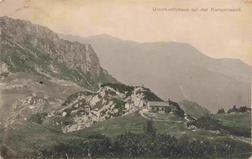 AK / Ansichtskarte Kampenwand Chiemgau Aschau Unterkunftshaus Kampenwand Schlechtenberger-Alm Berghuette Felsen Bergpanorama