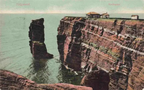 AK / Ansichtskarte HELGOLAND Insel Schleswig-Holstein Nordspitze Langer-Anna Felsen Steilkueste Rotes-Kliff Meer Nordsee handkoloriert