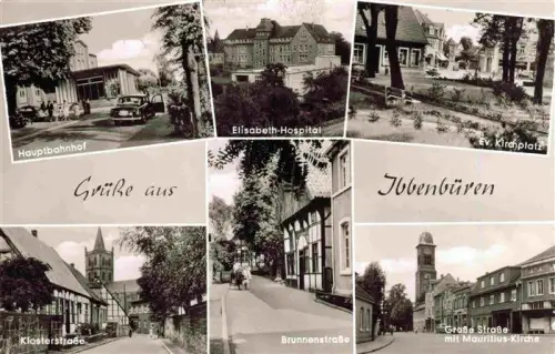 AK / Ansichtskarte Ibbenbueren NRW Hauptbahnhof Elisabeth-Hospital Ev-Kirchplatz Klosterstrasse Brunnenstrasse Mauritius-Kirche Grosse-Strasse Mehrbildkarte