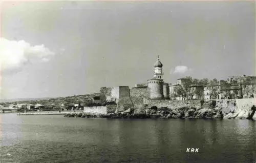 AK / Ansichtskarte Krk Otok Krk Croatia Burg Stadtmauer Kirchturm Kuppel Hafen Adriatisches-Meer Altstadt