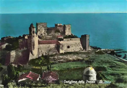 AK / Ansichtskarte Castiglione  della Pescaia Grosseto Toscana IT Le-Mura Burg Stadtmauer Kirche Meer Kueste Ruinen